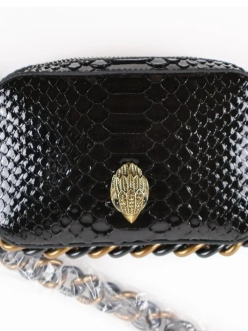 Kurt Geiger Crossbody Bag Kensington Small Camera Black Snake Print NWT MSRP$268